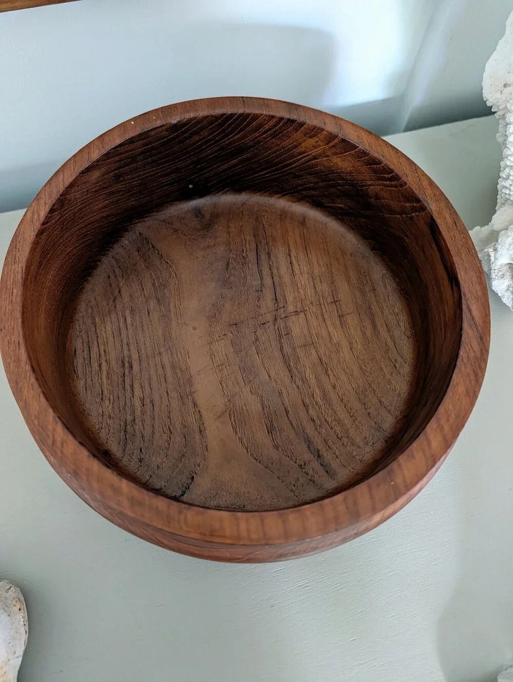 Large Mid Century Teak Wood Serving Salad Display Bowl Centerpiece Danish Modern